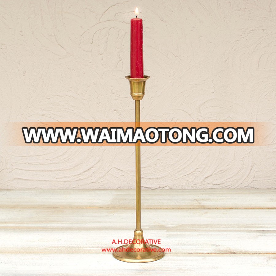 Small Gold Metal Pillar Candle Holder