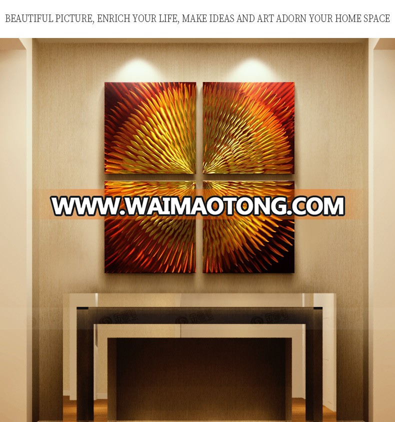 Abstract Art  Paintings  Metal Golden Gradient Color Abstract Artwork Modern Home Decor  Wall Art for Living Room