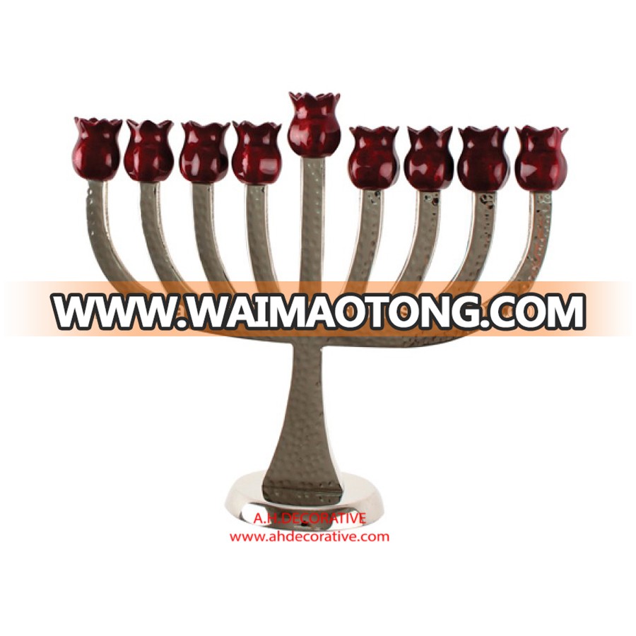 Aluminum Brown Tree Menorah