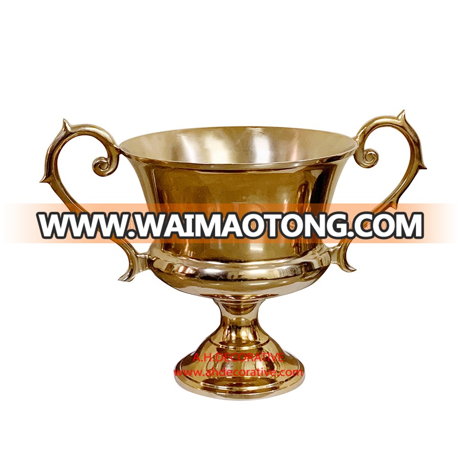 Gold Metal Pedestal Compote Vase