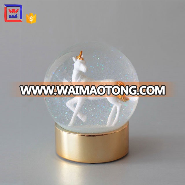 Resin Unicorn Christmas Snow Globe For Gift