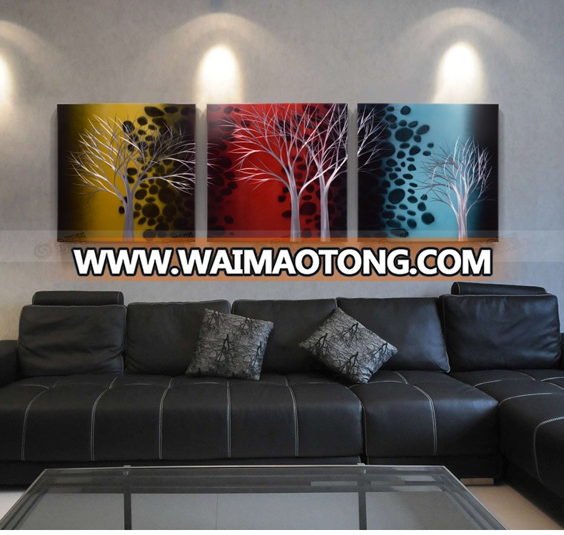 Tree  Art  Landscape Picture Modern Living Room Wall Paintings Gray Wall Decor Stretched on Aluminium 3D Metal Art Home Decor