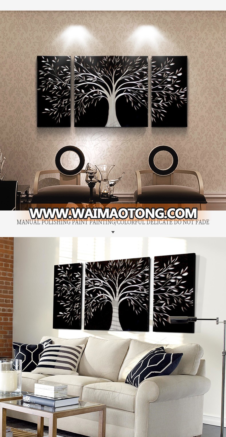 Tree Metal Wall Art, 3D Wall Art for Modern and Contemporary Decor, Decorative hanging in 3-Panels Measures 24"x 48"