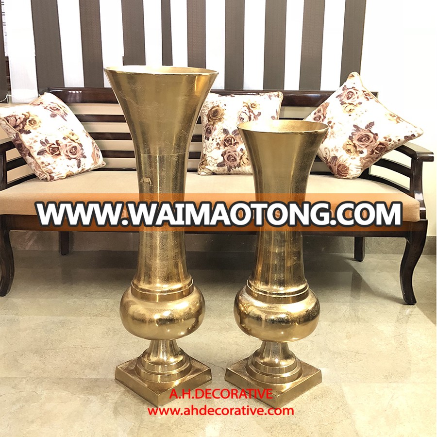 Rough Silver Metal Floor Vases