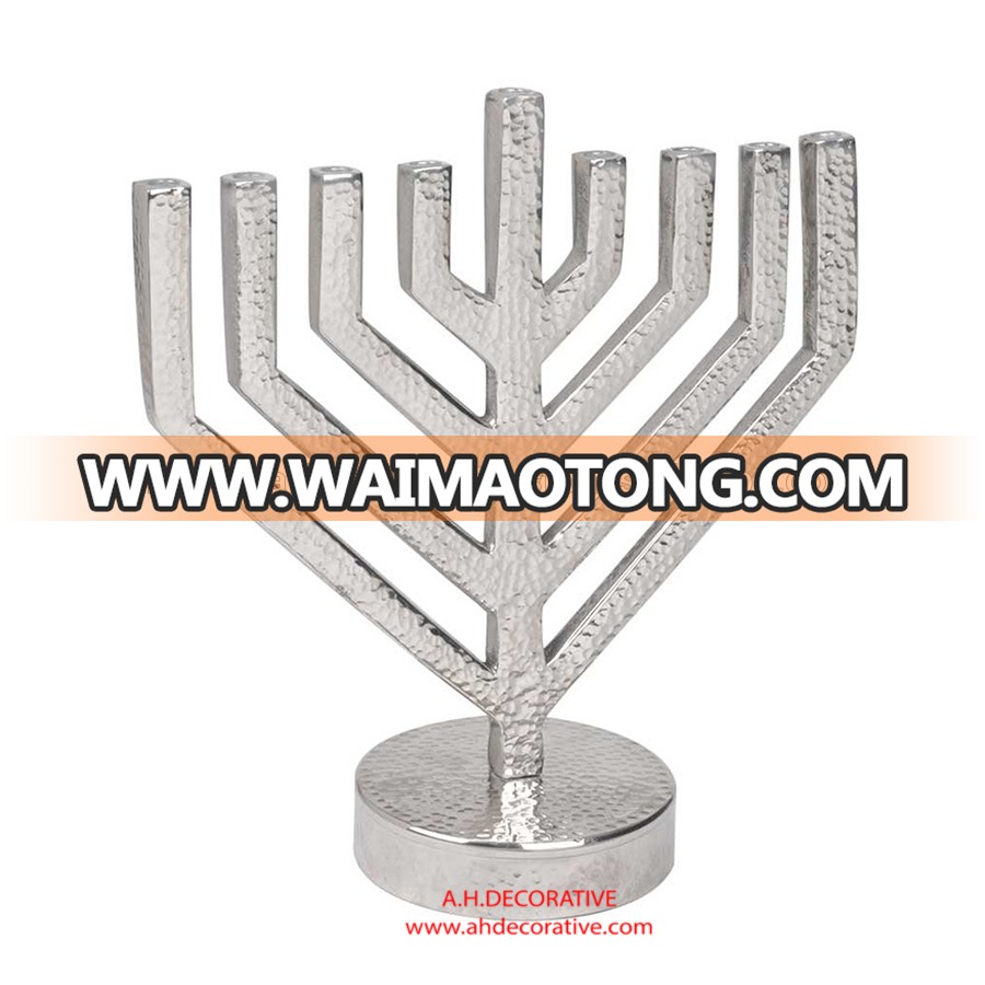 Hammered Aluminum Solid Menorah