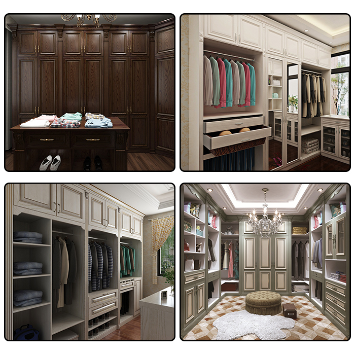 Fancy solid wood bedroom luxury closet storage wardrobes cabinet