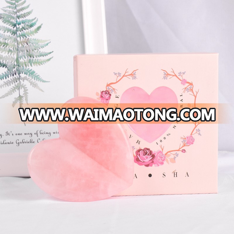 Wholesale natural heart shape Rose Quartz guasha massager Gua Sha Tool for sale