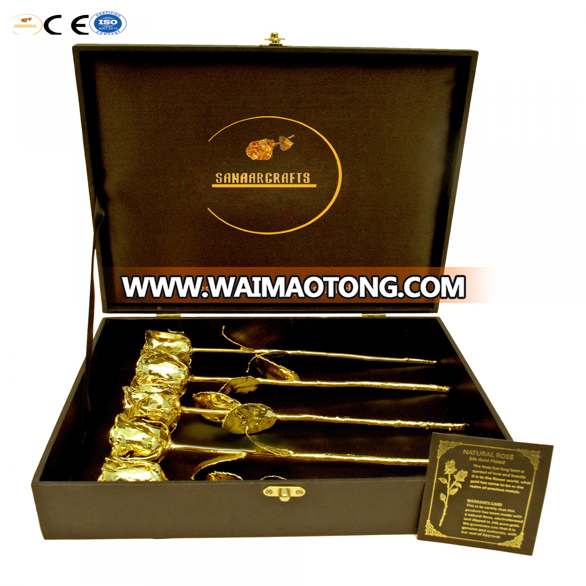 24k Natural Gold Rose Dipped in 24k Gold with High Quality Black Gift Box