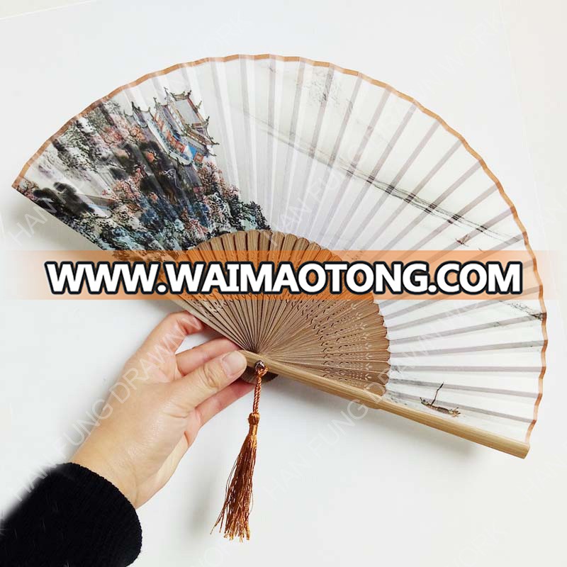 chinese style antique bamboo silk fan