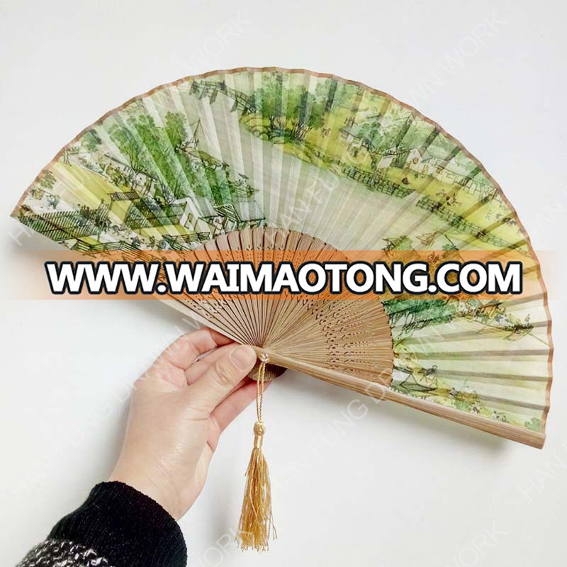 chinese style antique bamboo silk fan