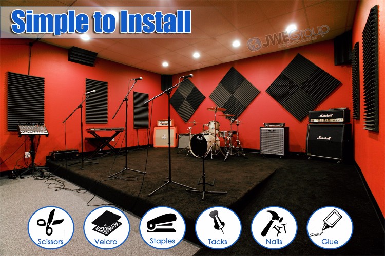 Arrowzoom 6 pcs Acoustic Panels Sound Absorption Foam 50 x 50 x 5 cm (19.6 x 19.6 x 1.9 in) Pyramid Tiles KK1034