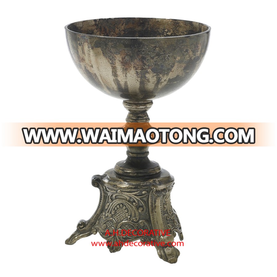 Metal Gold Pillar Flower Bowl