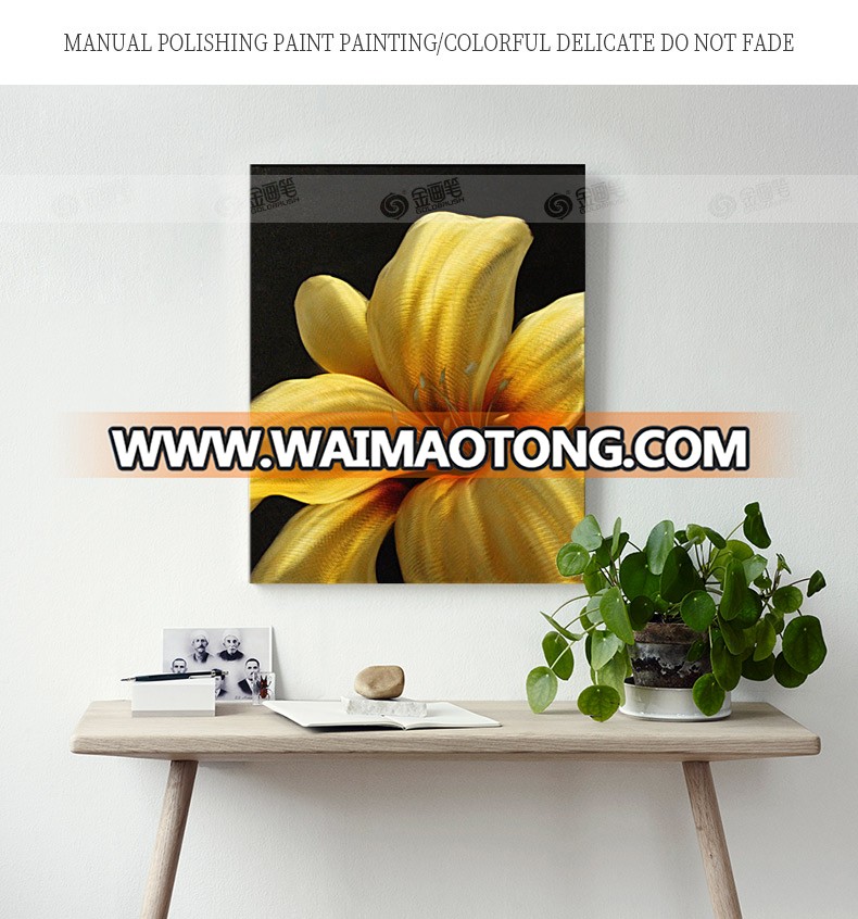 Wall Art Flowers Yellow Sunflower Painting Polish, Single  Florals Black and White Modern Pictures for Bedroom Bathroom Living