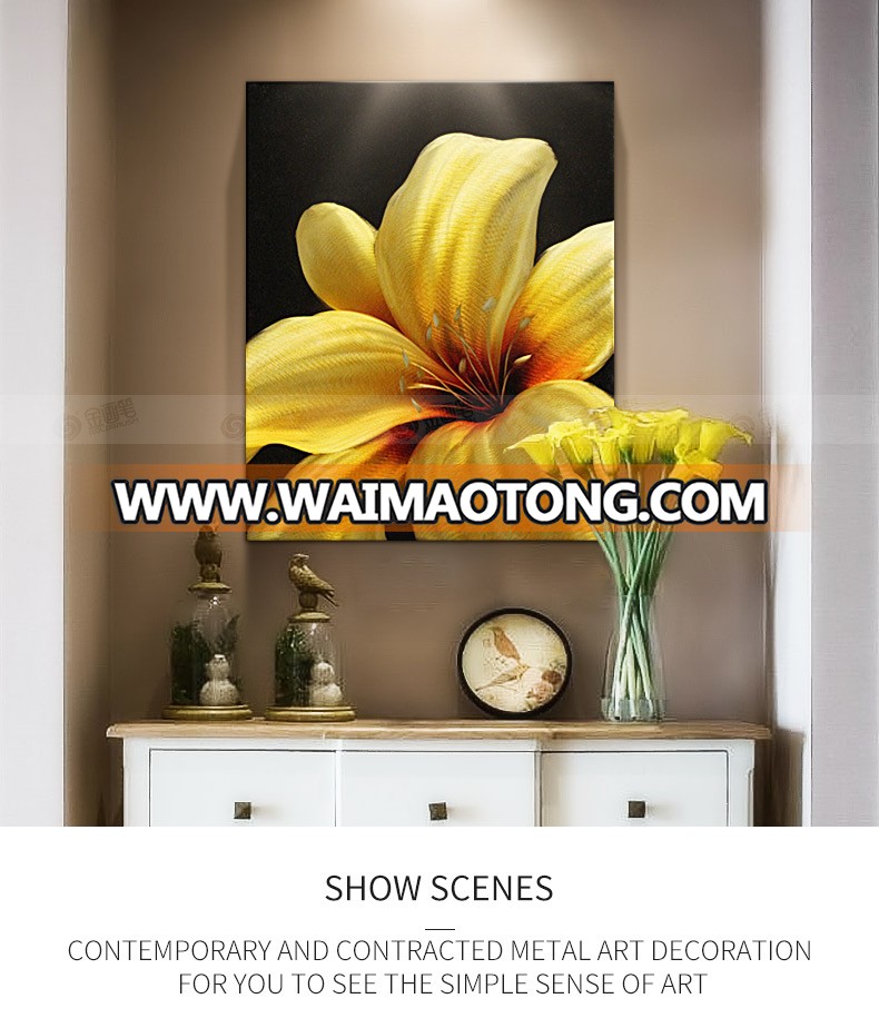 Wall Art Flowers Yellow Sunflower Painting Polish, Single  Florals Black and White Modern Pictures for Bedroom Bathroom Living