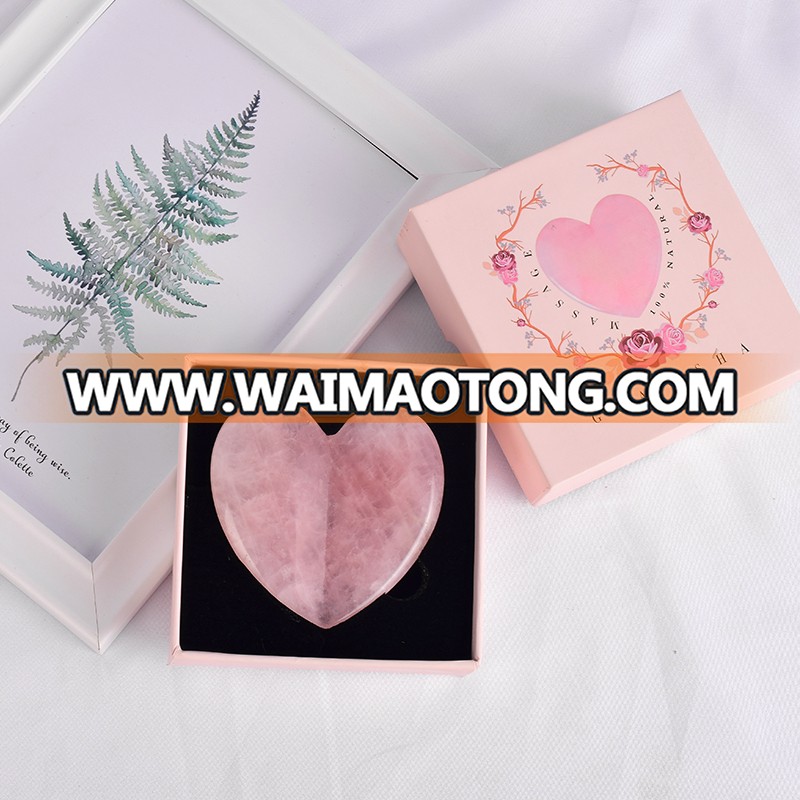 Wholesale natural heart shape Rose Quartz guasha massager Gua Sha Tool for sale