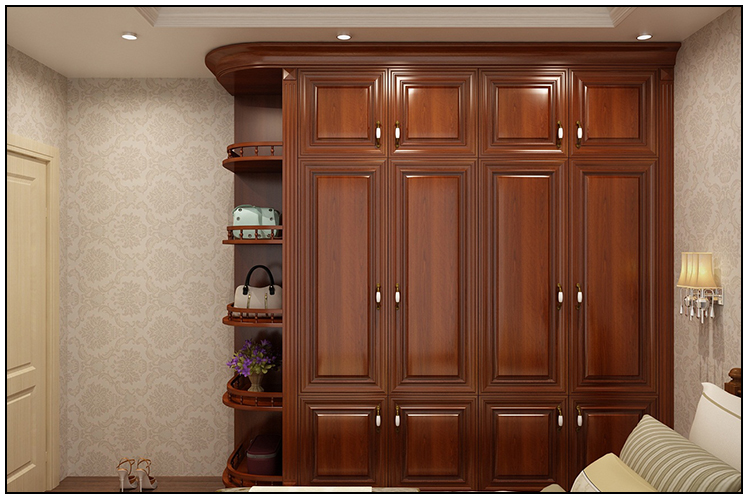 Fancy solid wood bedroom luxury closet storage wardrobes cabinet