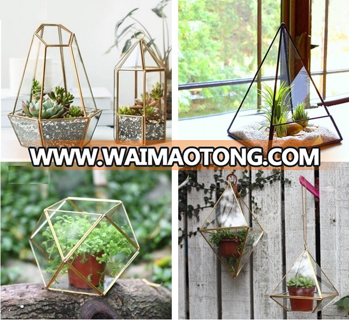 metal stent geometric glass terrarium