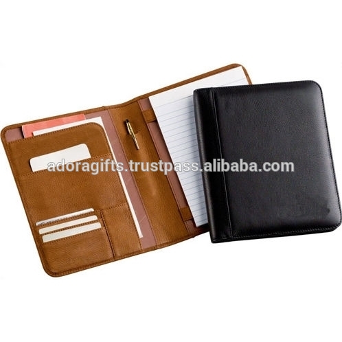 Hot selling custom high-end luxury leather portfolio padfolio folder