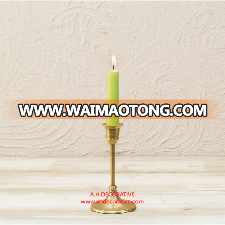 Small Gold Metal Pillar Candle Holder