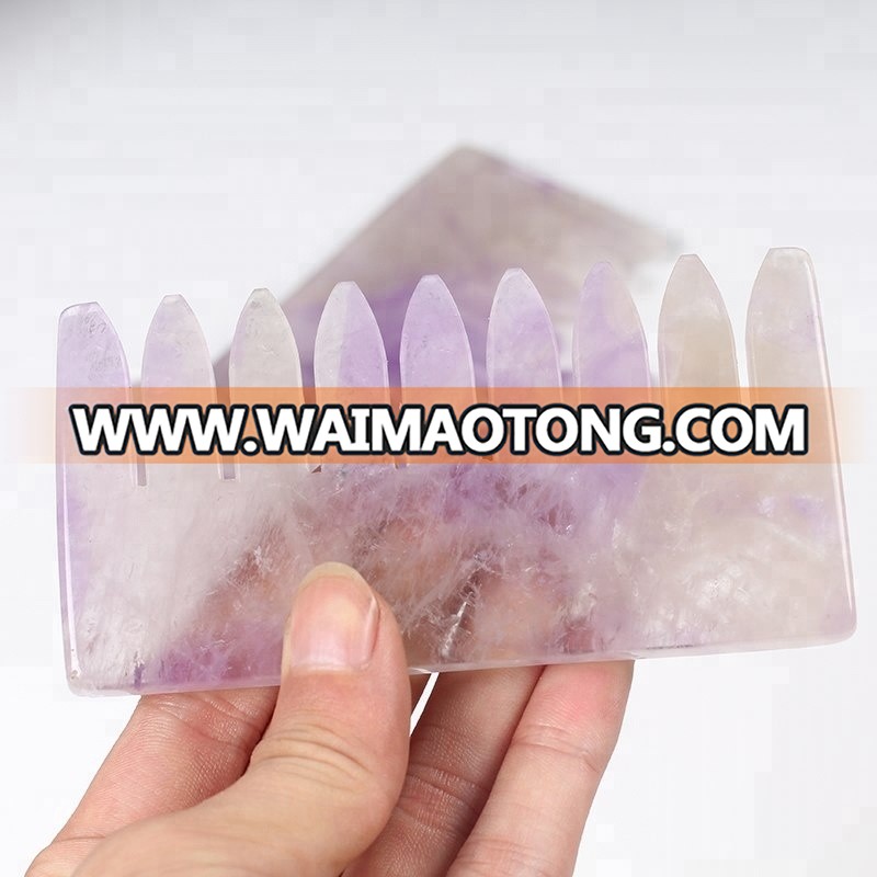 Wholesale Crystal Hair Massage Combs  Natural  Quartz and Amethyst Quartz Crystal Hair Combs for healing