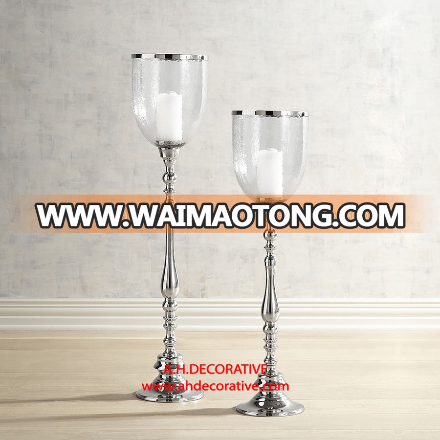 Silver Tall Hurricane Candle Holder