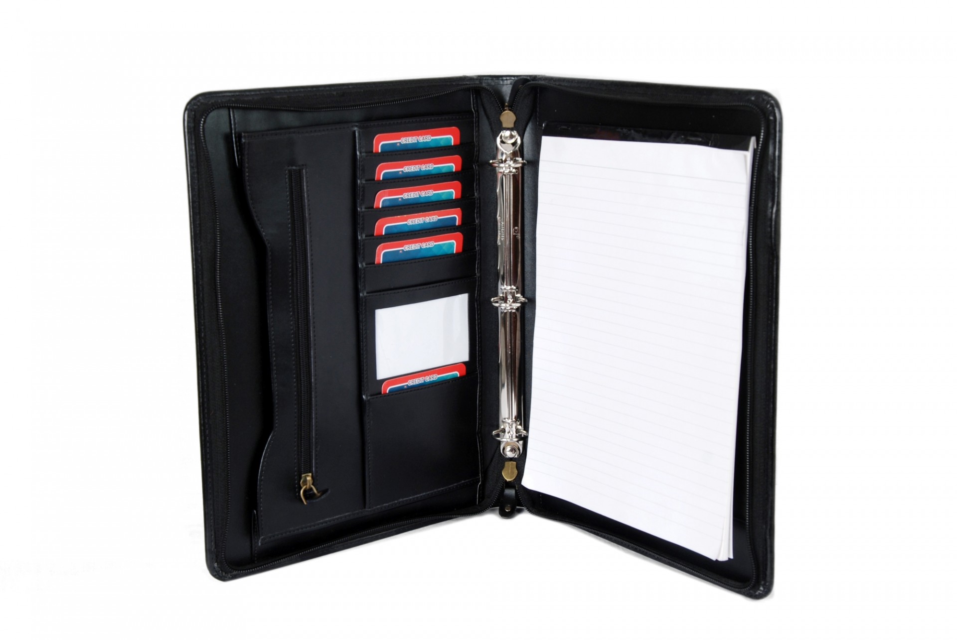 A4 zip closure leather ring binder cover / Leather portfolio and Organizer/Ring binders