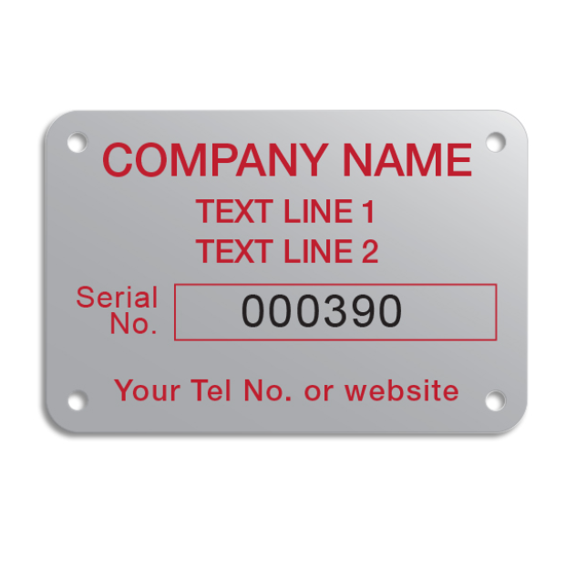 Custom Aluminium nameplate Serial No Labels 75*50mm