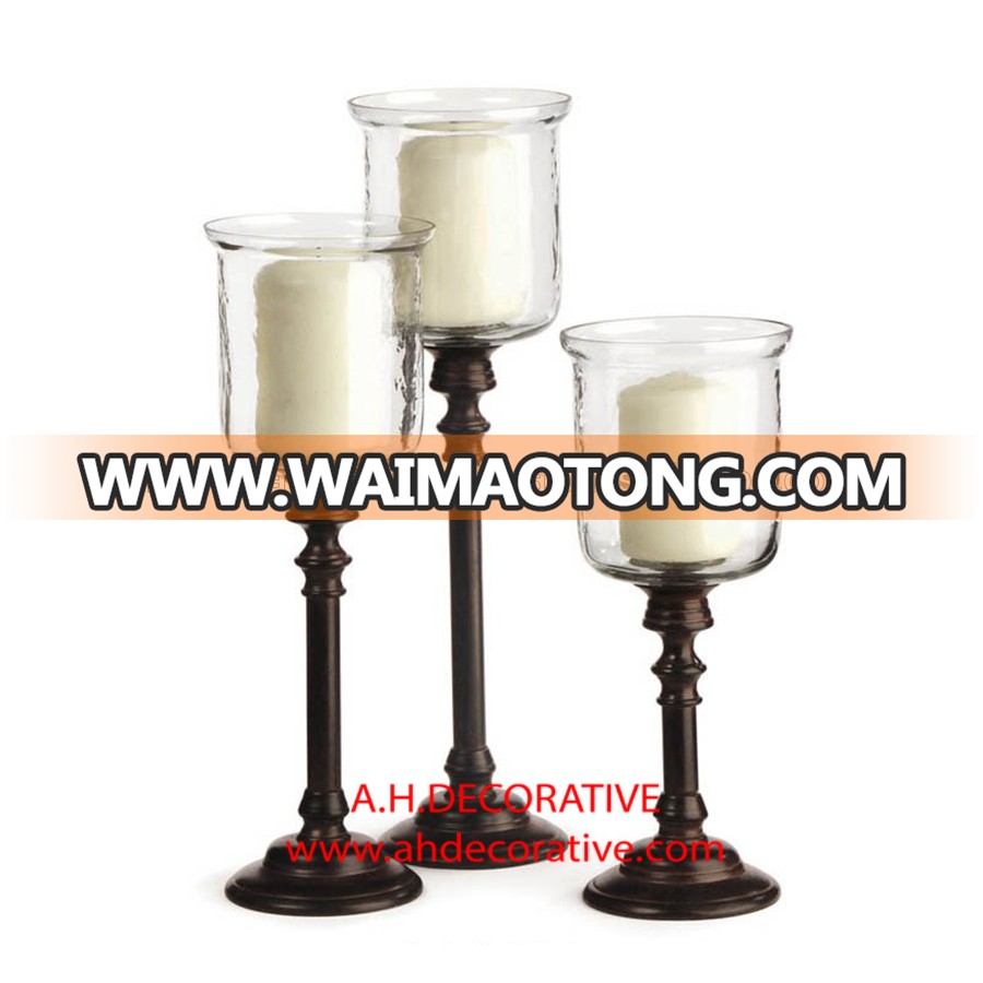 Silver Tall Hurricane Candle Holder