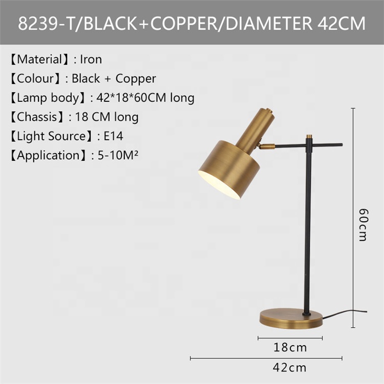 5W LED iron Black base adjustable reading nordic modern rose gold table lamp for office study hotel home