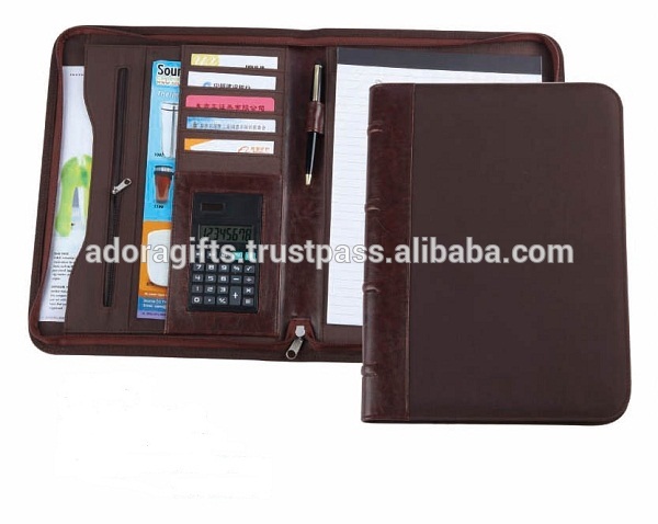 Burgundy Leather conference folder for office/Business