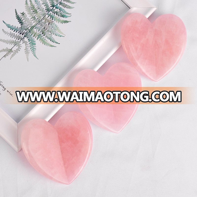 Wholesale natural heart shape Rose Quartz guasha massager Gua Sha Tool for sale