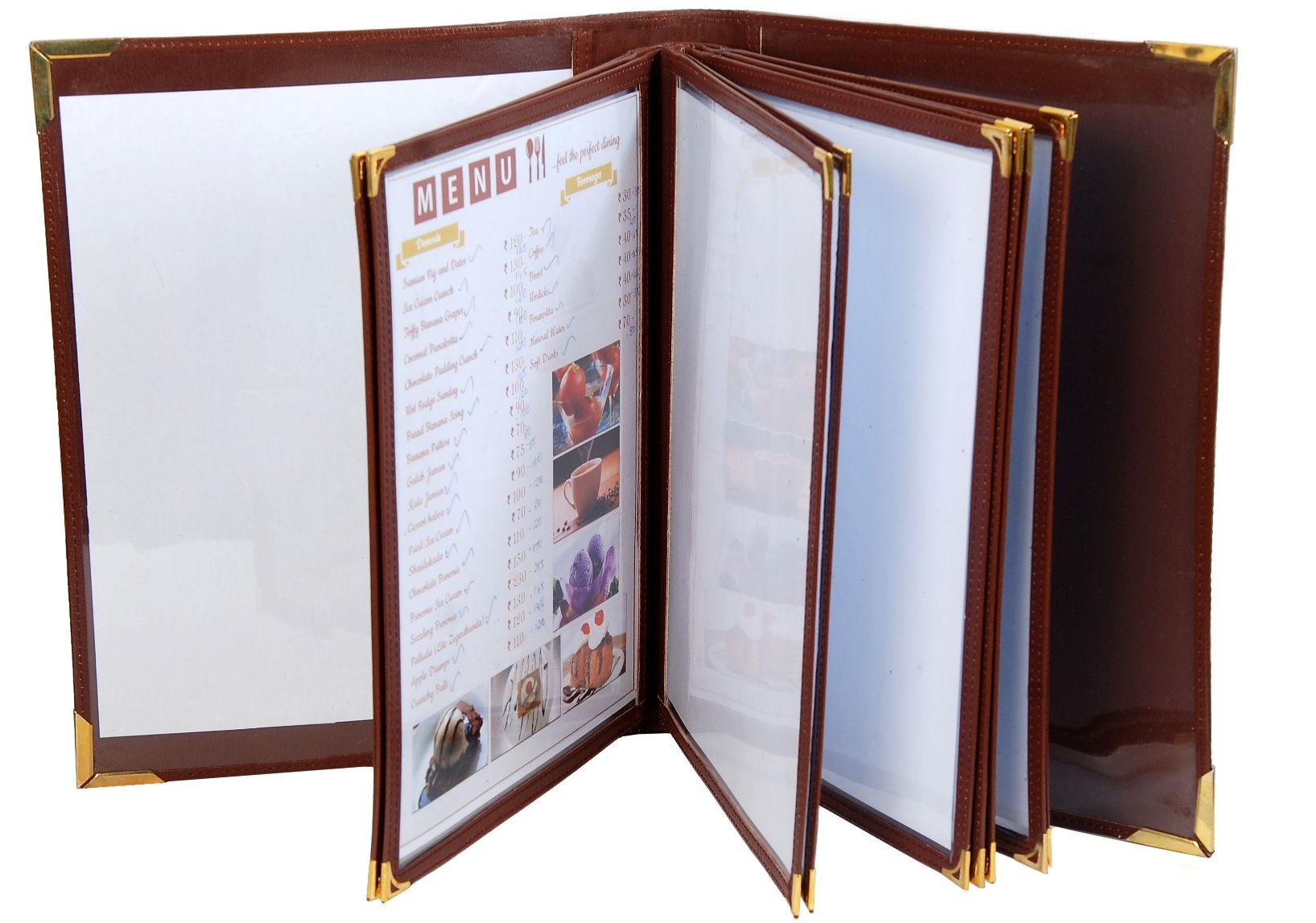 Hotel Menu 4 view 3 panel Menu Covers, Restaurant Menu Holder