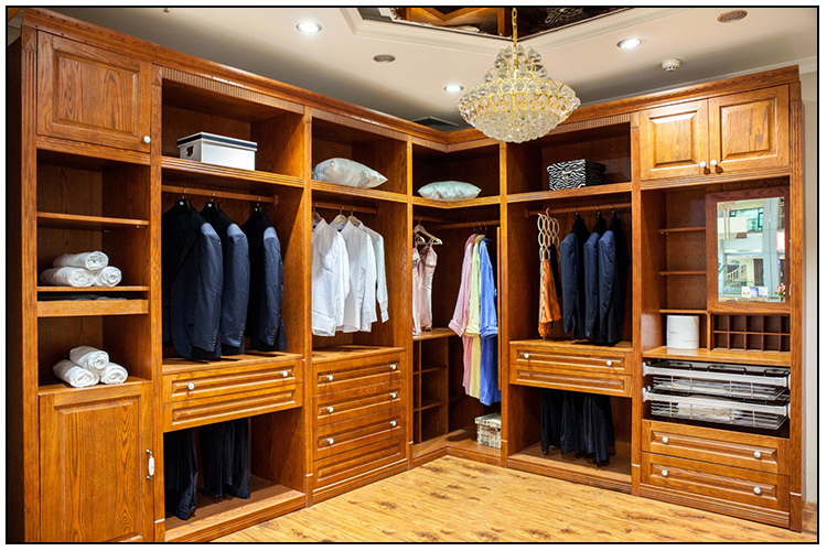 Fancy solid wood bedroom luxury closet storage wardrobes cabinet