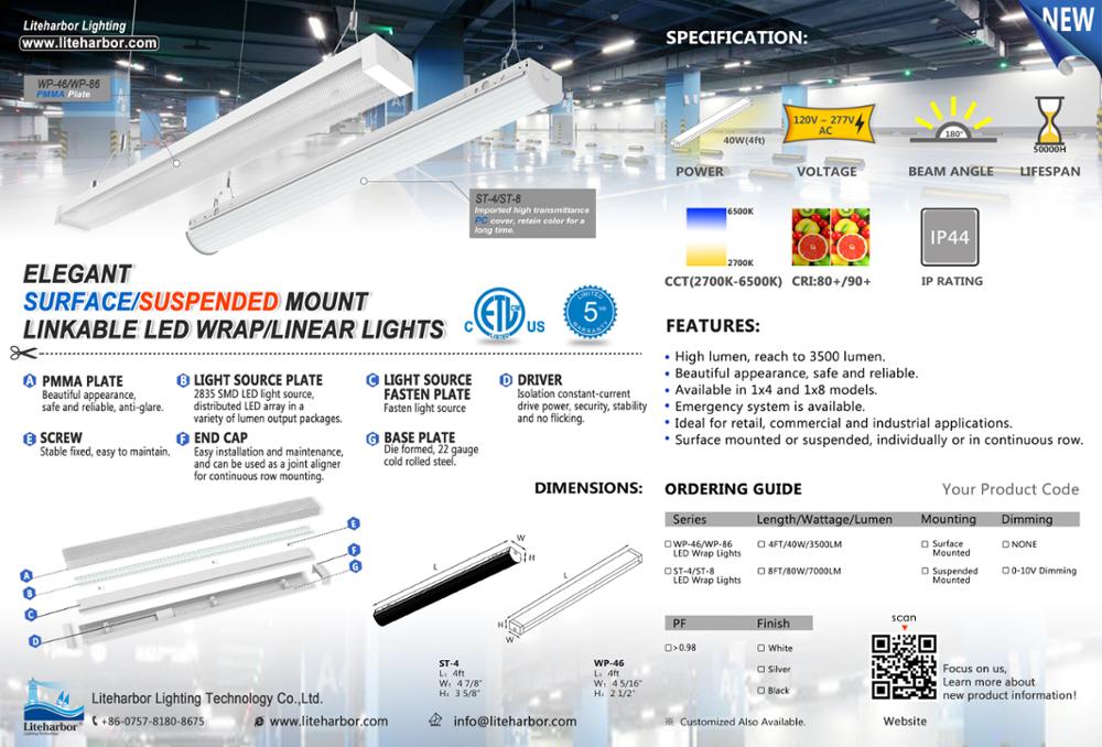 China Manufacturer Super Bright 2700-6500K SMD LED Linear Light Ceiling Lights