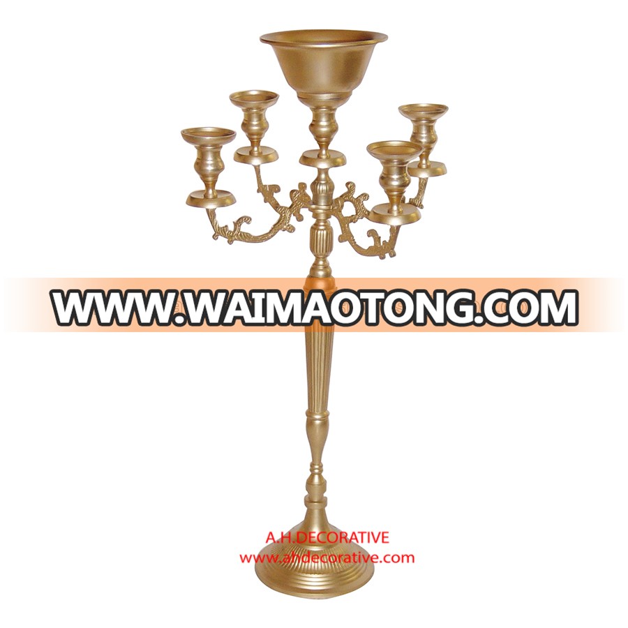 Gold Candelabra 4 Arms With Flower Bowl