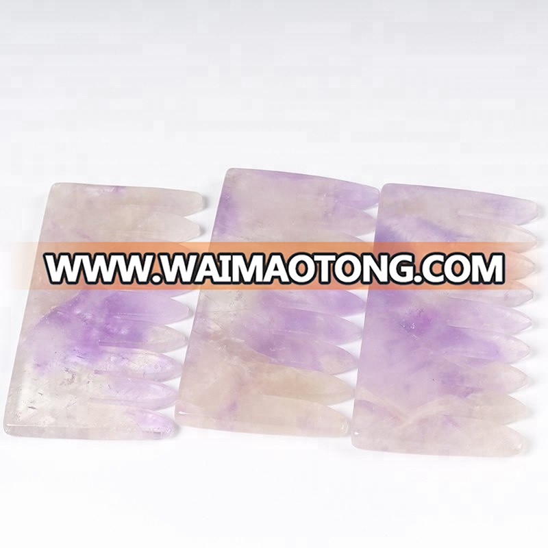 Wholesale Crystal Hair Massage Combs  Natural  Quartz and Amethyst Quartz Crystal Hair Combs for healing