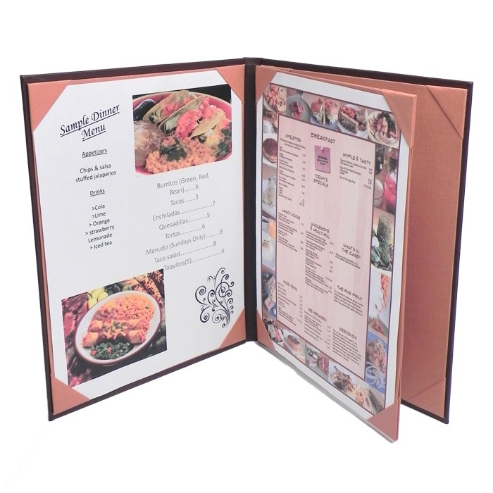 Hotel Menu 4 view 3 panel Menu Covers, Restaurant Menu Holder