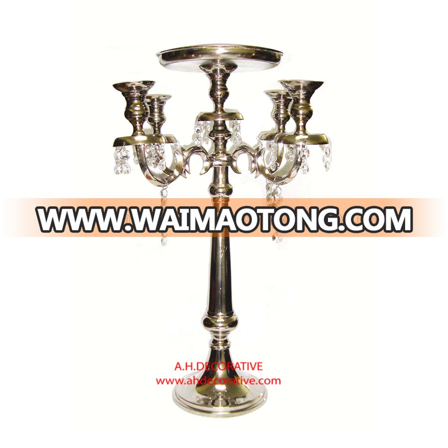 Gold Candelabra 4 Arms With Flower Plate