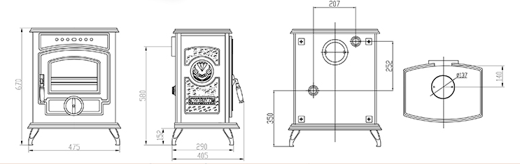 The Palladin HF332B 7KW Wood Stove with Water Jacket Small Cast Iron Wood Heater