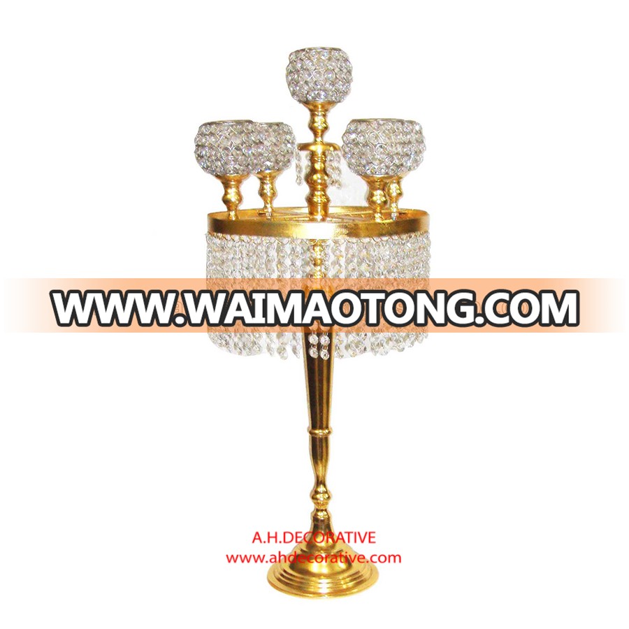 Gold Embossed Candelabra 4 Arms With Candle Plate