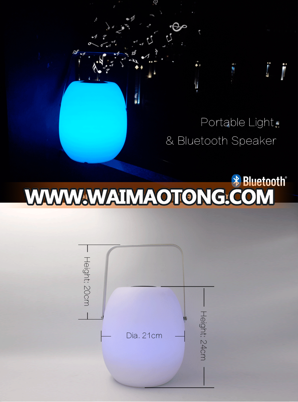 rechargeable remote control touch musical wireless led light speaker