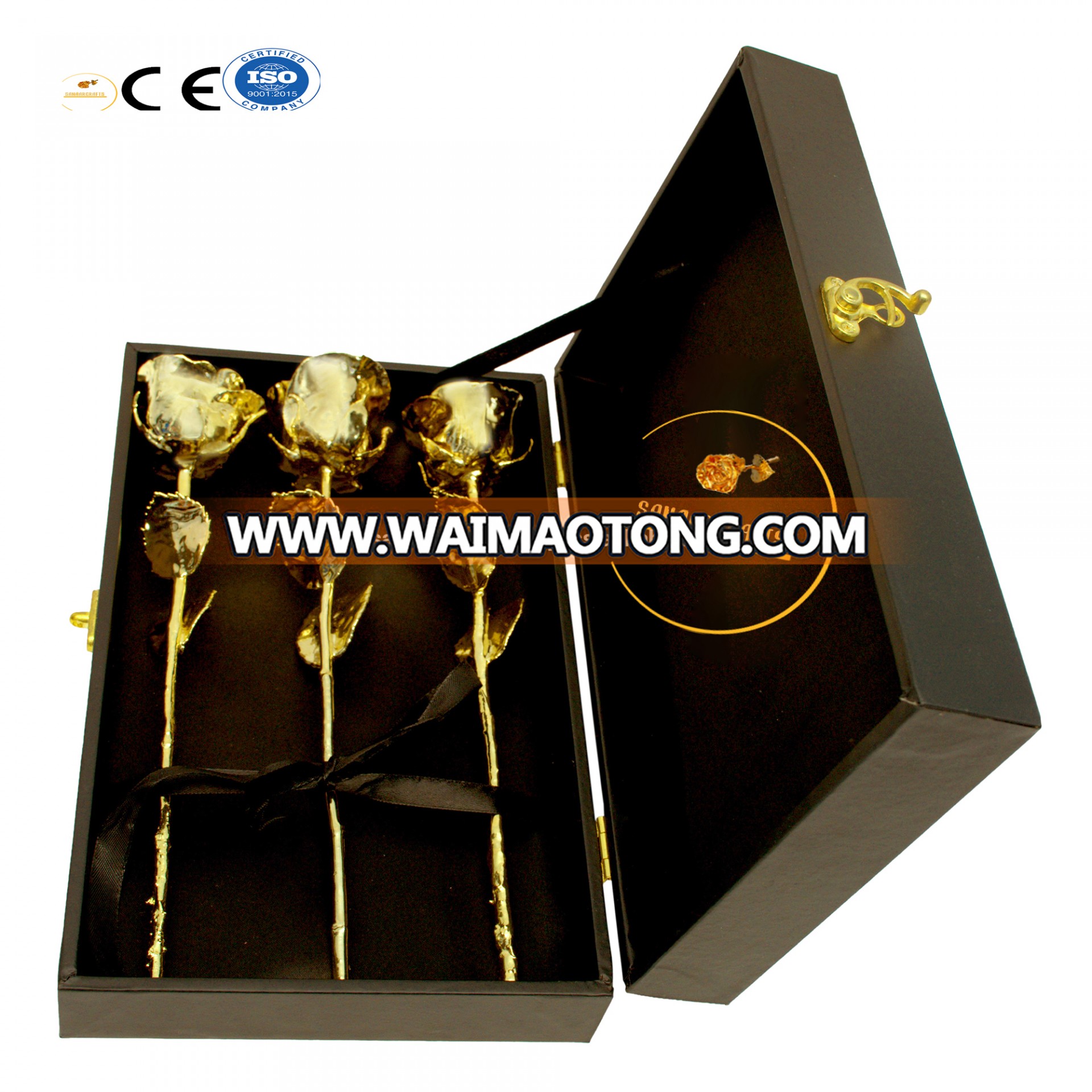 24k Natural Gold Rose Dipped in 24k Gold with High Quality Black Gift Box