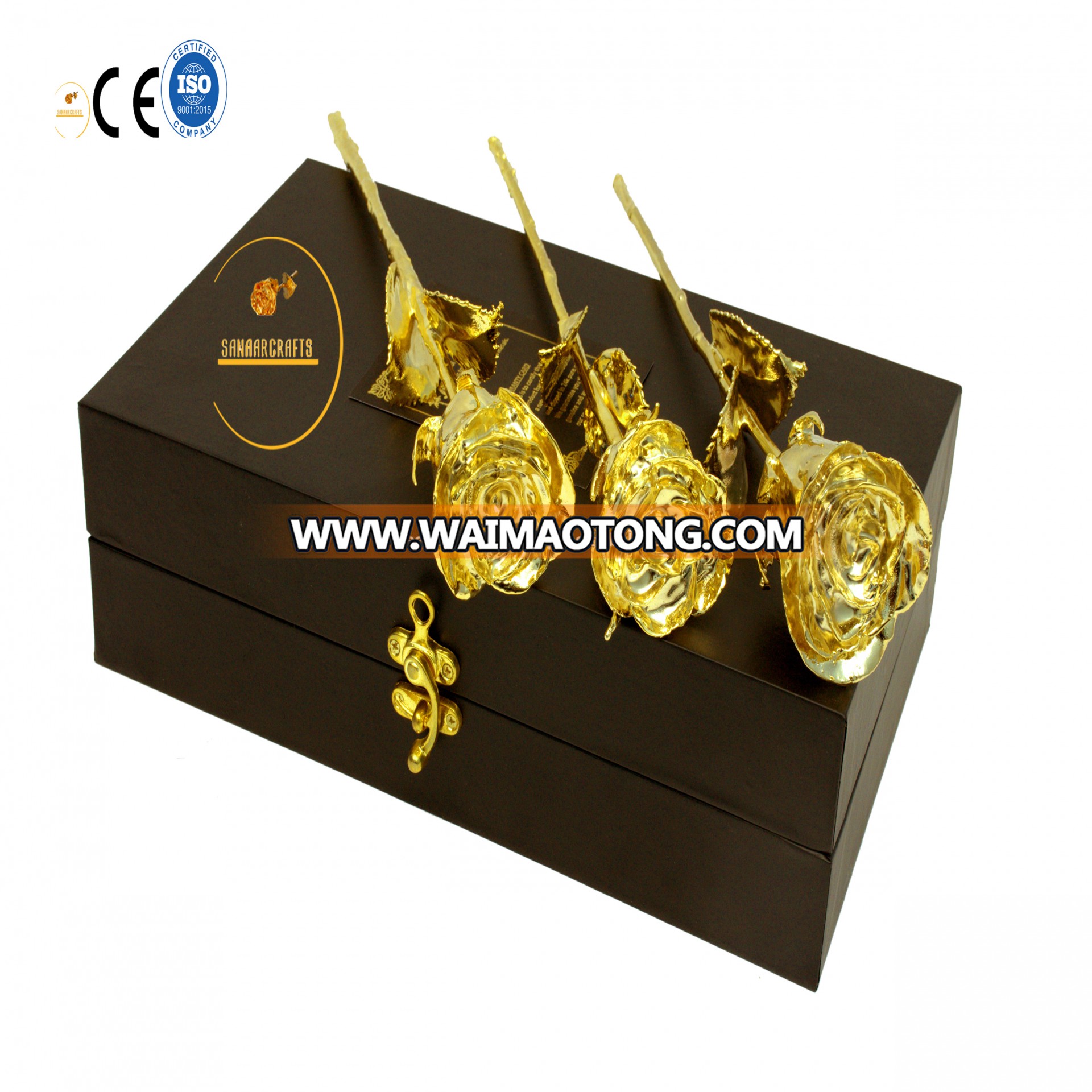 24k Natural Gold Rose Dipped in 24k Gold with High Quality Black Gift Box