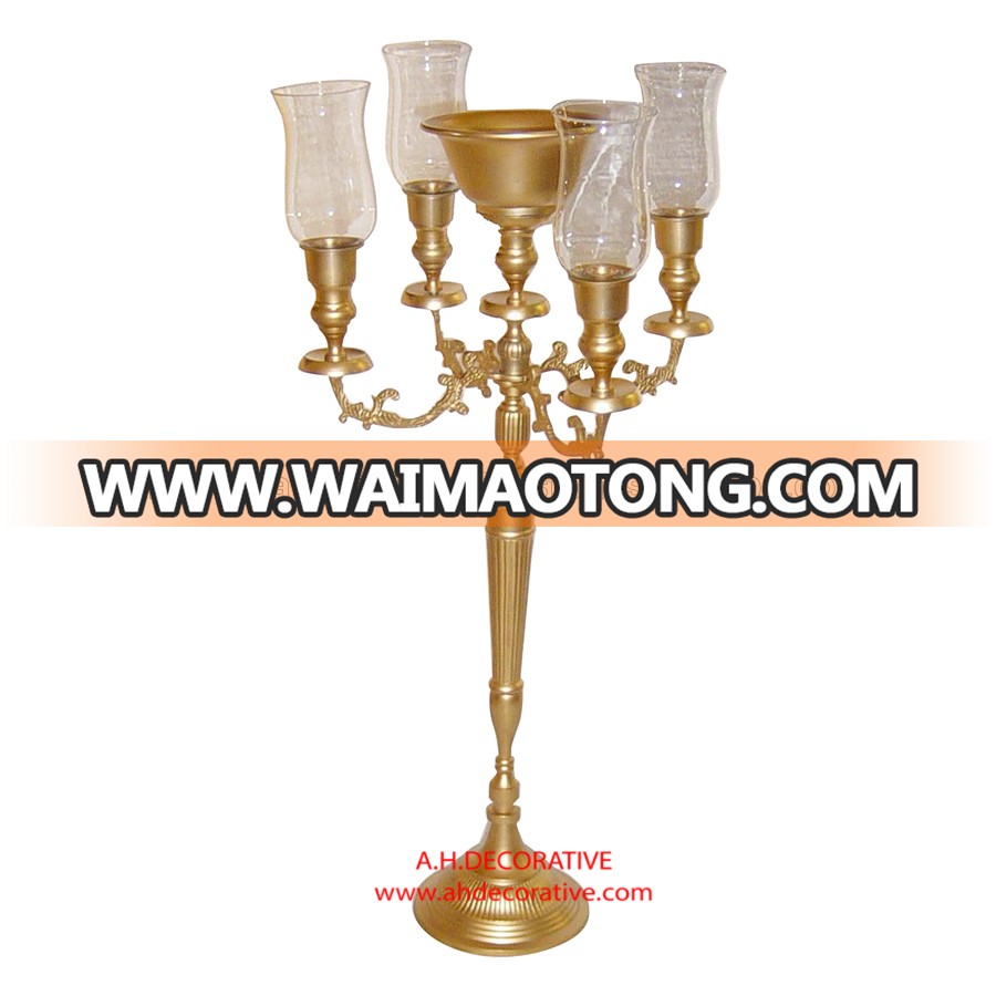 Gold Candelabra 4 Arms With Flower Bowl