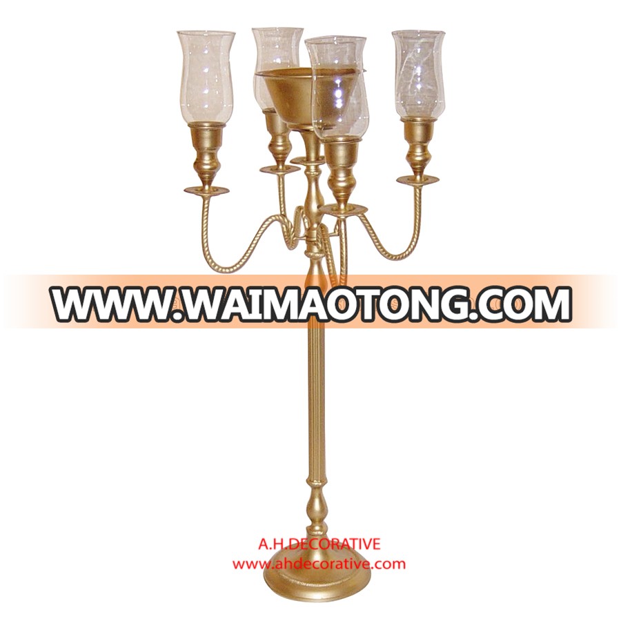 Tall Candelabra 5 Candle With Glass Votive