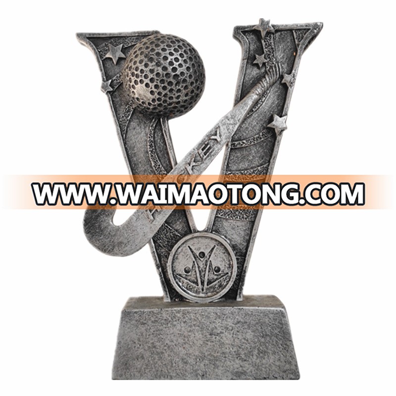 Antique Silver Resin Field Hockey Trophy for Sports Winner