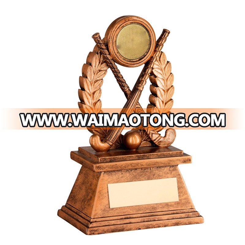 Hot Selling Creative Resin Bronze Field Hockey Trophy