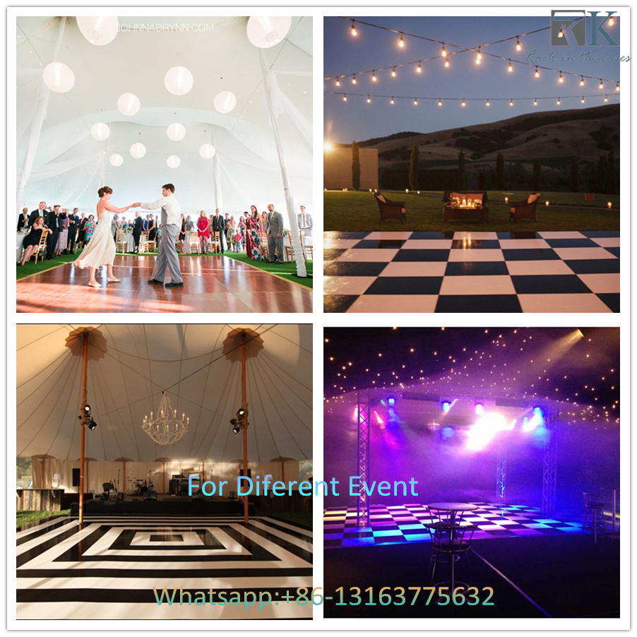 Top Selling Size 24ft x 24ft Black and White Wooden Dance Floor