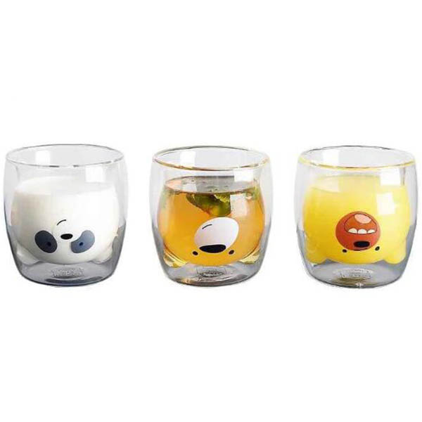 bear glass double wall cup