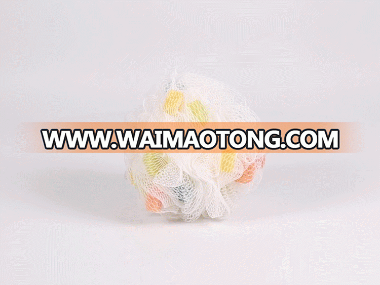 Good quality body exfoliating colorful washing ball cheap mesh bath sponge